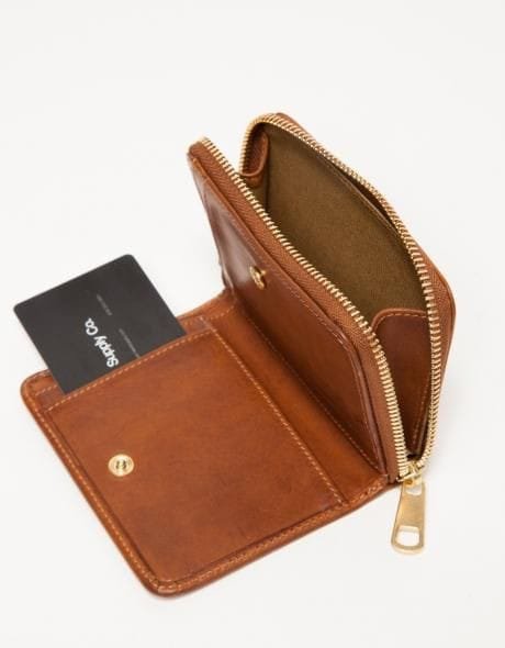 Supply Co. Leather Zip Around Wallet - Tan, Slim & Secure Card Holder