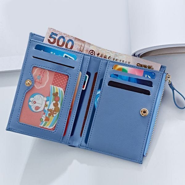 Forever Young Women's Short Coin & Card Holder Wallet - Light Blue, Cute & Compact