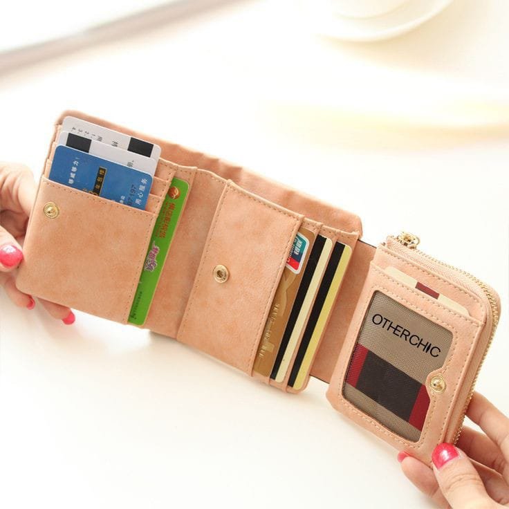  Chic Pink Small Wallet for Women with Snap Closure and Coin Purse