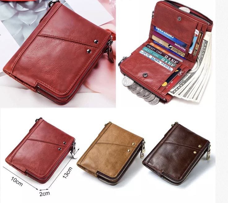 Large Capacity Leather Bifold Wallet: Zipper All Around for Maximum Security in Multiple Colors